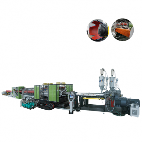 HDPE / PP / PVC horizontāla tipa dubultsienu gofrētu cauruļu ekstrūzijas līnija